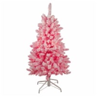 Northlight 4' Pre-Lit Flocked Pink Pine Slim Artificial Christmas Tree - Clear Lights
