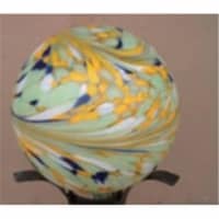 Northlight 33377050 10 in. Yellow, White & Green Marbled Glass Outdoor Patio Garden Gazing Ba
