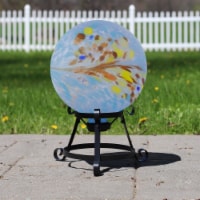 Northlight 33377051 10 in. Sky Blue & Red Marbled Glass Outdoor Patio Garden Gazing Ball