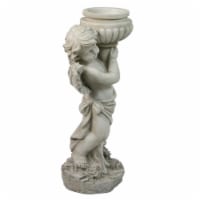 Northlight 33377768 17 in. Left Facing Cherub Holding a Bird Bath Outdoor Garden Statue