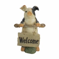 Northlight 33377635 17 in. Standing Pig with Welcome Sign Outdoor Garden Statue