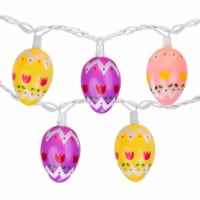 Northlight 10-Count Pastel Multi-Color Easter Egg String Light Set, 7.25ft White Wire