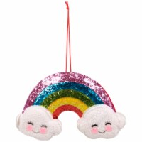 Northlight 7 White and Pink Glittered Rainbow with Smiling Clouds Hanging Christmas Ornament