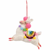 Northlight 7.5 White Plush Llama with Rainbow Saddle Christmas Ornament