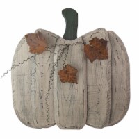 Northlight 18.5 Large Beige Wooden Fall Harvest Pumpkin with Leaves and Stem