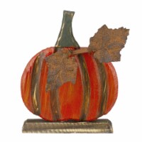 Northlight 8 Orange Carved Wood Fall Harvest Pumpkin Decoration