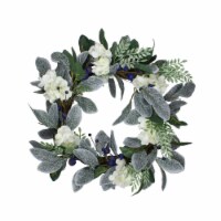 Northlight Iced Hydrangeas, Blueberries, and Foliage Artificial Christmas Wreath - 26 Inch,