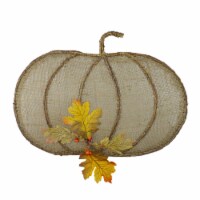 Northlight 33650136 19 in. Beige Burlap & Vine Pumpkin Fall Harvest Wall Hanging