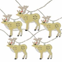 Northlight 10 Battery Operated Warm White LED Reindeer Christmas Lights - 4.5 ft Clear Wire