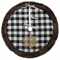 Northlight 48 Black and White Buffalo Plaid Christmas Tree Skirt with Burlap Snowflake