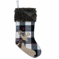 Northlight 18-Inch Black and White Buffalo Plaid Burlap Reindeer Christmas Stocking