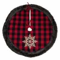 Northlight 48-Inch Red and Black Christmas Tree Skirt with Burlap Snowflake