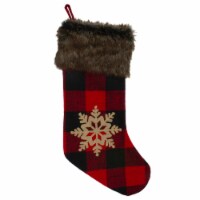 Northlight 19  Red and Black Buffalo Plaid Christmas Stocking with Snowflake