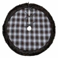 Northlight 48  Brown and White Plaid Christmas Tree Skirt with Faux Fur