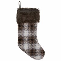 Northlight 18 Brown and White Buffalo Plaid Christmas Stocking