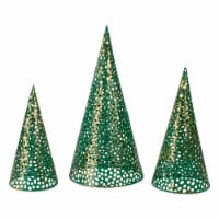 Northlight Set of 3 Green and Gold Christmas Tabletop Cone Trees 16