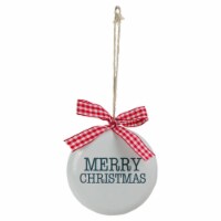 Northlight 4.5  White and Red Merry Christmas Ornament with a Bow