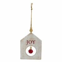 Northlight 8 White Wooden JOY With Red Bell Christmas Ornament