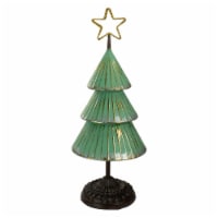 Northlight 17 Rustic Green and Gold Tabletop Christmas Tree With a Cutout Star Topper