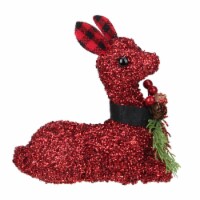 Northlight 6.5 Red Embellished Sitting Reindeer Decoration with Buffalo Plaid Ears
