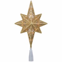 Northlight 10 Lighted Gold Frosted Star of Bethlehem with Scrolling Christmas Tree Topper -