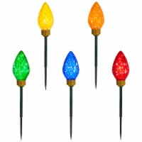Northlight 5ct LED Lighted Multi-Color C9 Christmas Pathway Marker Lawn Stakes - 8 ft