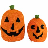 Northlight Spooky Town Set of 2 Orange Lighted Sisal Pumpkins Outdoor Halloween Decorations