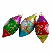 Northlight 3ct Multi Color with Retro Reflectors Glass Finial Christmas Ornament Set 4.25