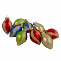 Northlight 9ct Vibrantly Colored 2-Finish Swirls Glass Christmas Finial Ornaments 2