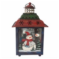 Northlight 33912035 15 in. Snowman Christmas Candle Lantern - Red, Green & Blue