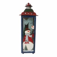 Northlight 33912038 15 in. Snow Christmas Lantern - Red, White & Green
