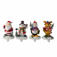 Northlight Set of 4 Santa, Snowman, Penguin and Reindeer Christmas Stocking Holders 5.75