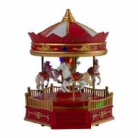 Northlight 9.25  LED Lighted Animated and Musical Carousel Christmas Village Display Piece