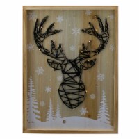 Northlight 15.75  Lighted Wooden Reindeer String Art Christmas Wall Hanging