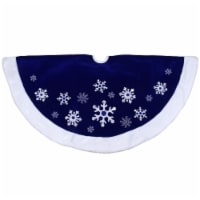 Northlight 48  Blue Velveteen Snowflake Christmas Tree Skirt with Faux Fur Trim