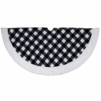 Northlight 48 Black and White Buffalo Plaid Christmas Tree Skirt with High Pile Fleece Trim