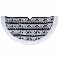 Northlight 48  Black and White Knitted Reindeer Lodge Round Christmas Tree Skirt