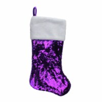 Northlight 23 Purple and Silver Reversible Sequined Christmas Stocking with Faux Fur Cuff