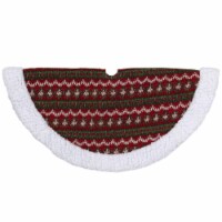 Northlight 20  Red and Green Lodge Knitted Mini Christmas Tree Skirt with Sherpa Trim