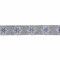 Northlight Gray and White Glitter Snowflake Christmas Wired Craft Ribbon 2.5  x 16 Yards