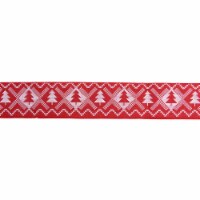 Northlight Red and White Nordic Tree Christmas Wired Craft Ribbon 2.5 x 16 Yards