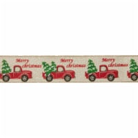 Northlight Green and Red Vintage Trucks with Christmas Trees Wired Craft Ribbon 2.5  x 16
