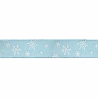 Blue & White Snowflakes Christmas Wired Craft Ribbon 2.5 x 16 Yards