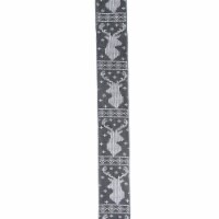 Northlight Gray and White Nordic Reindeer Christmas Wired Craft Ribbon 2.5  x 16 Yards