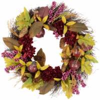 Northlight Mums and Pomegranates Artificial Fall Harvest Floral Wreath, 28-Inch
