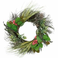 Northlight Wheat, Eucalyptus and Twig Artificial Wreath, 22-Inch