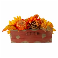 Northlight 33532667 14 in. Autumn Harvest Maple Leaf & Berry Arrangement in Rustic Wooden Box