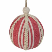 Northlight Red Striped and Ribboned Christmas Ball Ornament 6.75  (170mm)