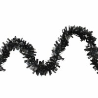 Northlight Wide Cut Black Halloween Tinsel Garland - 50 feet, Unlit