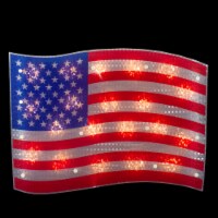 Northlight 17 Lighted Holographic Red, White and Blue American Flag Window Silhouette